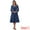 Dark Blue, variant on V Neck Long Sleeve Ruffle Flowy Midi Dress XS Dark Red