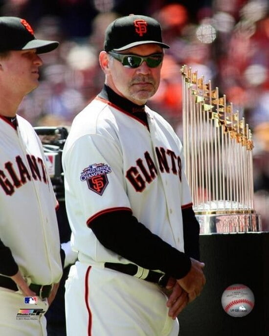 Bruce Bochy With World Series Championship Trophy Photo Print