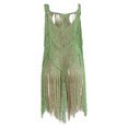 thumbnail image 4 of VISgogo Vestido con flecos para mujer, vestidos sin mangas con cuello en U de color sólido, ropa de playa hueca, S/ M/ L/ XL VISgogo moda, 4 of 7