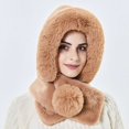 thumbnail image 3 of CoCopeaunt Hat Woman Autumn Winter Warm Scarf Plush Scarf One-Piece Hoodie, Ear Protection Windproof Riding Lei Feng Hat, 3 of 6