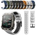 thumbnail image 2 of Replacement 22mm  Dual Color Watch Band Silicone Watchband Sports Watch WristBand Smart Watch Strap BLACK&RED, 2 of 8