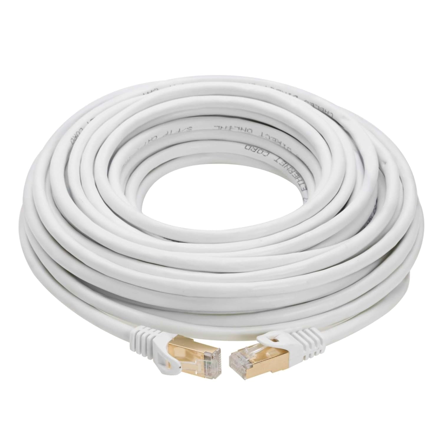 Cat7 Ethernet Cable 1 pack of 75FT Copper Shielded RJ45 Cord for Router, PC, Gaming, Servers, PoE Security Cameras, Smart TVs, 10Gbps 600MHz High-Speed Network Patch, White, Cables Direct Online