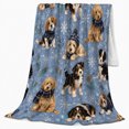 thumbnail image 2 of Winter Puppies Knit Scarves, Playful Pet Portrait Pattern, Warm Flannel Blanket for Cabin and Lodge with Detailed Artwork, Dog Lovers Christmas Gift, Pet Lover Home Decor, 2 of 9