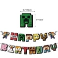 thumbnail image 3 of Juego de Minecraft, suministros para fiestas temáticas, decoraciones, globos, pancarta, juego de adornos para tartas, 3 of 5