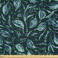 thumbnail image 2 of Ambesonne Botanical Fabric by the Yard Microfiber, Watercolor Leafy Motif, 10 Yards, Night Blue Sky Blue, 2 of 2