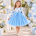 thumbnail image 4 of Lanbubble Toddler Girls Long Sleeve Dress Floral Tulle Dress with Ruffle Shoulders, 3-16 Years, 4 of 8