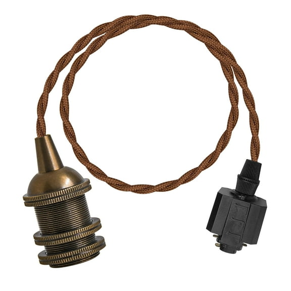 KAYYELAMP Antique Copper Mini E14 Base H-Type Track Light 1.96Ft Twisted Cord Length Industrial Style Pendant for Kitchen Dining Room Store(No Bulb, Track)