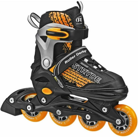Stryde Boys\' Adjustable Inline Skates, Black/Orange, Size Medium