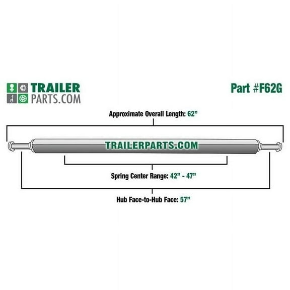 Tie Down Engineering 49538 2 in. Galvanized Square Trailer Axle - 2,000 lbs Capacity with 1.06 in. Spindles - 57 in. Hub Face