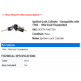 thumbnail image 2 of Ignition Lock Cylinder - Compatible with 1994 - 1996 Ford Thunderbird 1995, 2 of 2