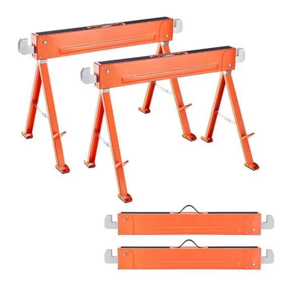 Saw Horses 2 Pack, Folding Work Horses 1323lbs Capacity, Heavy Duty Metal Sawhorse with Non-Slip Feet for Woodworking, Carpenters, Contractors