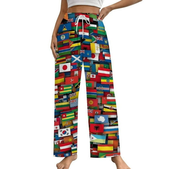 Flags Of All Countries Of The World Pajama Pants Loose Pajamas Female Breathable Home Trousers Leisure Sleeping Pants Large Size