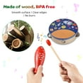 thumbnail image 4 of Mistaha 10-Piece Wooden Percussion Instrument Set with Bells, Drums, Hand Ringing Bells, Sandhammers, Triangular Iron, Wooden Fish, and Transparent Backpack, 4 of 7
