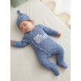 thumbnail image 4 of RUINIXCW Newborn Baby Boy Little Brother Outfit Waffled Knit Romper Letter Embroidered Dot Long Sleeve Infant Spring Fall Winter Clothes Bodysuit Jumpsuit Hat, 4 of 9