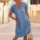 thumbnail image 1 of Vestido Vestido informal para mujer con cuello redondo de lino y algodón de gran tamaño para uso diario (azul XXL) Ygjytge Azul T XXL para Mujer, 1 of 6