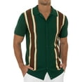 thumbnail image 3 of Iceglad Mens Polo Shirts Vintage Striped Knitting Short Sleeves Button Down Golf Shirts, 3 of 10