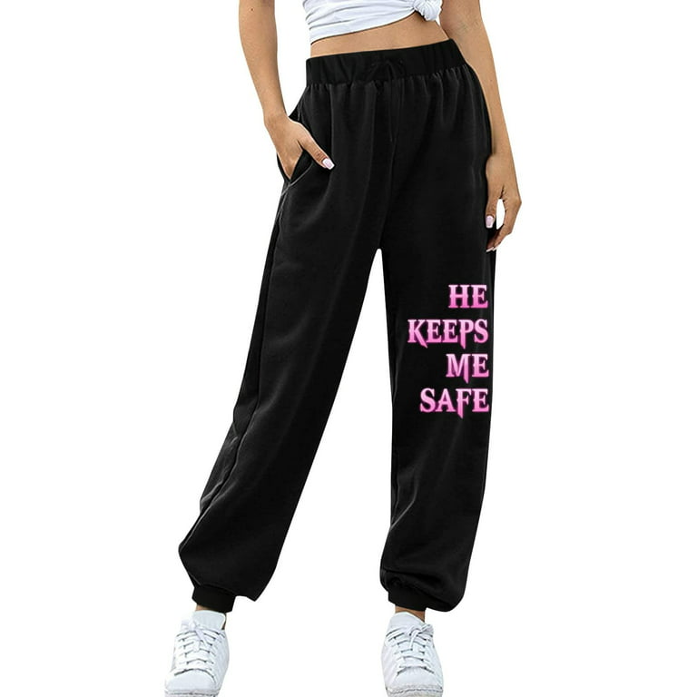 Women High Waist Sweatpants Workout Cinch Bottom Print Pant Aesthetic  Trendy Teen Girls Jogger Pants with Pockets