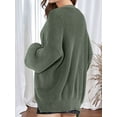 thumbnail image 4 of Women Chunky Knit Cardigan Long Sleeve V Neck Button Up with Pocket Sweater Coat for Fall and Winter Army Green XXL, 4 of 8