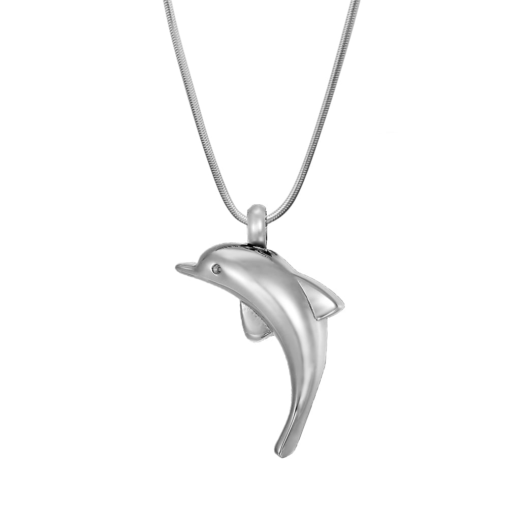 pet Cremation Jewelry Ashes Necklace Pendant Ashes Necklace Necklace Dolphin Hold Transparent Heart Memorial Jewelry Stainless Steel Cremation