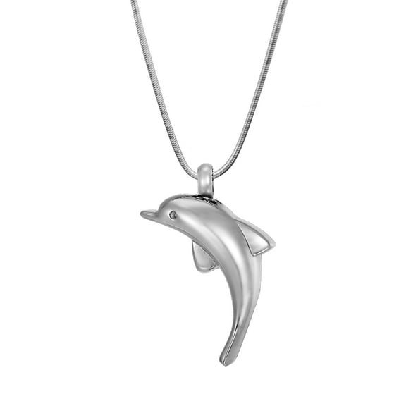 Jumping Dolphin Cremation Urn Necklace for Ashes Keepsake Urn Memorial Jewerly Cremation Jewelry With Free Gift Box