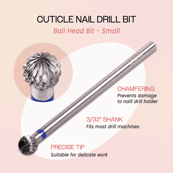 Pana 3/32" Small Ball (4.0mm) Silver Carbide Nail Drill Bit - Medium Grit - For Electric Dremel Drill Machine