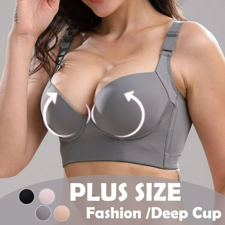 

LINMOUA Fashion Deep Cup Bra Hides Back Fat Diva New Look Bra With Shapewear Incorporated Beige