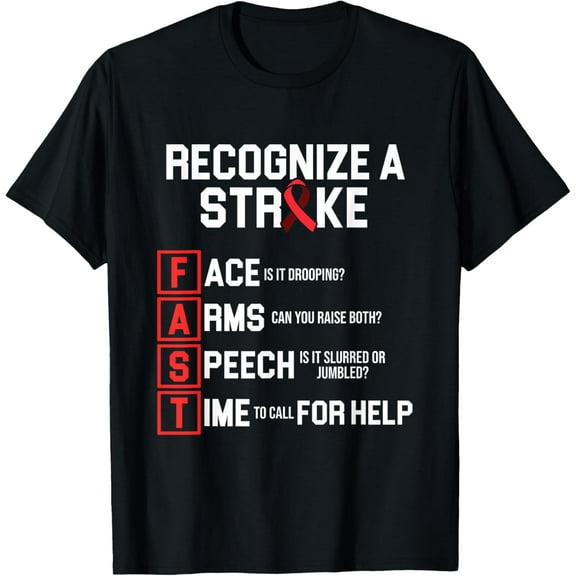 Stroke Awareness Survivor Fast Strong Warrior T-ShirtMen's and women's short-sleeved pure cotton shirts