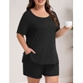 thumbnail image 3 of Daystry Womens Plus Size Pajama Sets 2 Piece Summer Short Sleeve Tops Shorts with Pockets for Lounge Sleepwear L-4XL, 3 of 9