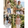 thumbnail image 6 of Cuteduck Womens Plus Size Short Sleeve Henley V-Neck Button Top Lace Textured Blouse 1X-5X, 6 of 9