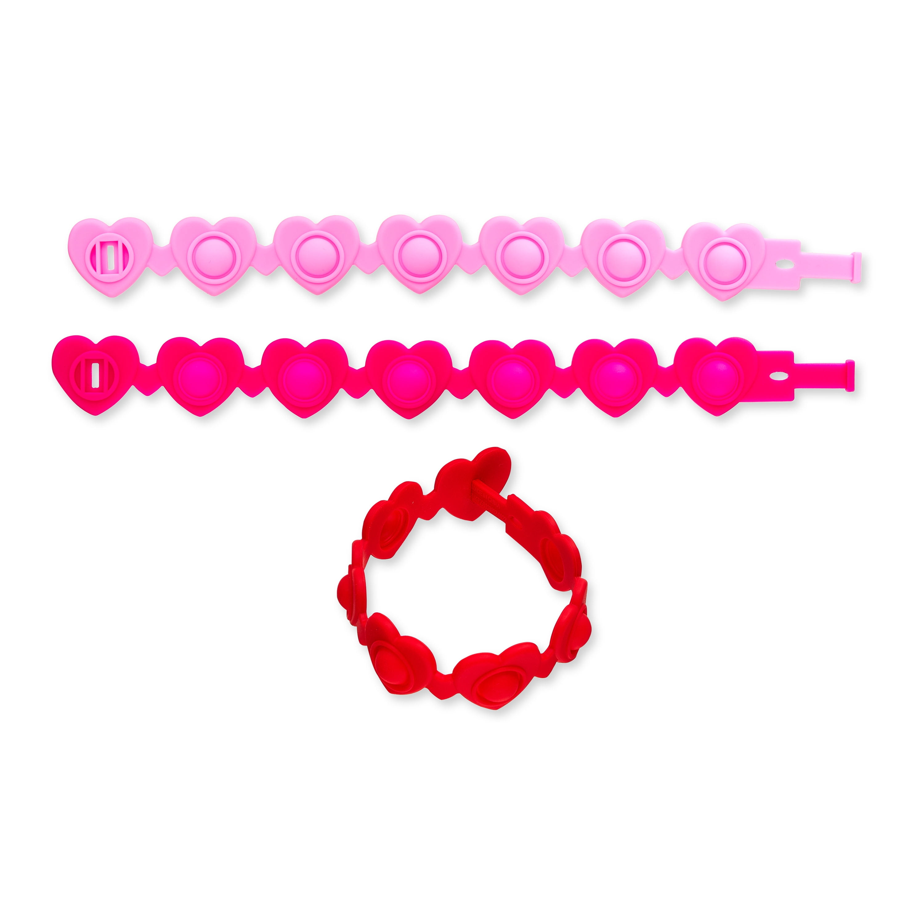 WAY TO CELEBRATE! Way To Celebrate Heart Popper Bracelet, Party Favors, 8 Counts, Plastic, Pink and Red Colors.