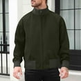 thumbnail image 2 of KeShDi Winter Jackets for Mens Jackets Men Solid-Color Casual Outdoor Zipper Pocket Baseball-Jacket Long Sleeve Stand-up Collar Jacket Army Green XL, 2 of 8