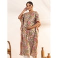 thumbnail image 4 of Janasya Indian Women's Beige Cotton Printed Kaftan Maternity Kurta, 4 of 5