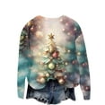 thumbnail image 3 of Sweatshirts for Ladies Round Neck Multicolor Christmas Long Sleeve Cardigan Printed Button Solid Color Knit Top Coat Relaxed Fit Tops, 3 of 6