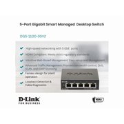 D-Link DGS-1100-05V2 Ethernet Switch - 5 Ports - Manageable - Gigabit Ethernet - 1000Base-T - 2 Layer Supported - 3.42 W Power Consumption - Twisted Pair - Desktop -