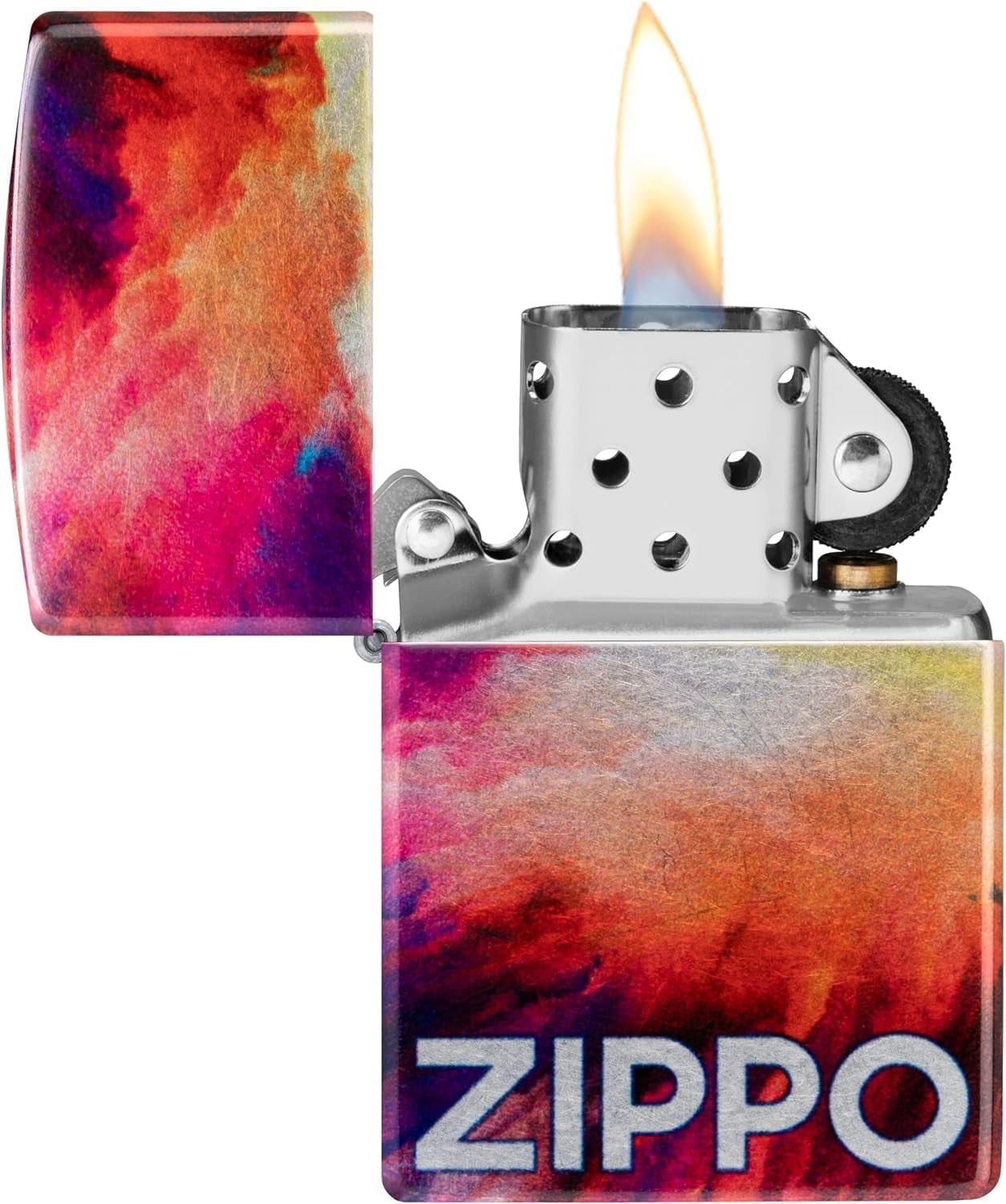 Zippo Lighter - Custom Message Engrave on Tie Dye Design - 540 Fusion 48982