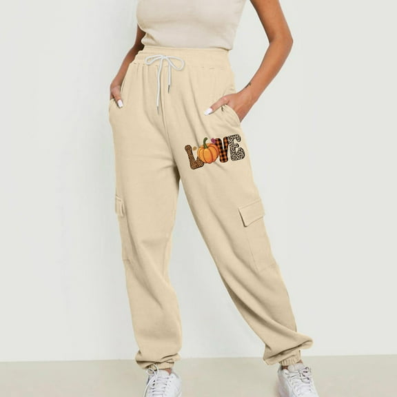 AOOCHASLIY Women Fall Pants Clearance Womens Jogging Pants Casual Sweatpants with Pocket Elastic Waist Lounge Pants For Workout Running