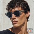 thumbnail image 3 of SA106 Geometric Round Polarized Sunglasses Retro Hipster UV400 TAC Lens / Slate Frame - Black Lens, 3 of 8