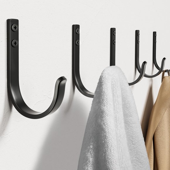 Ganchos de pared Josmimic para colgar toallas o abrigos, 10 kg, metal, paquete de 5