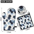 thumbnail image 6 of Blue Gold Hexagon Marble Kitchen Oven Mitt and Pot Holder Sets 4 Pcs for Baking, Cooking and Grilling, Heat Resistant Up To 392 °F, 6 of 7