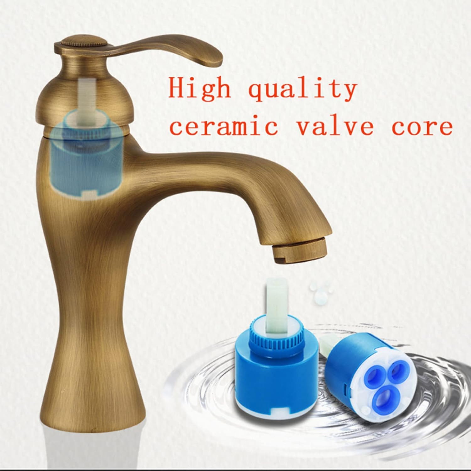 Vintage Bathroom Faucet, Brass Bathroom Faucet, Cold Hot Mixer Vintage Vanity Tap, Single Hole Single Handle Bathroom Sink Faucet, Antique Faucet
