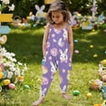 thumbnail image 4 of ITSAME Toddler Girls Jumpsuit, Loose Fit Spaghetti Strap Easter Print Festival Fashion Casual Romper Purple 5T, 4 of 7