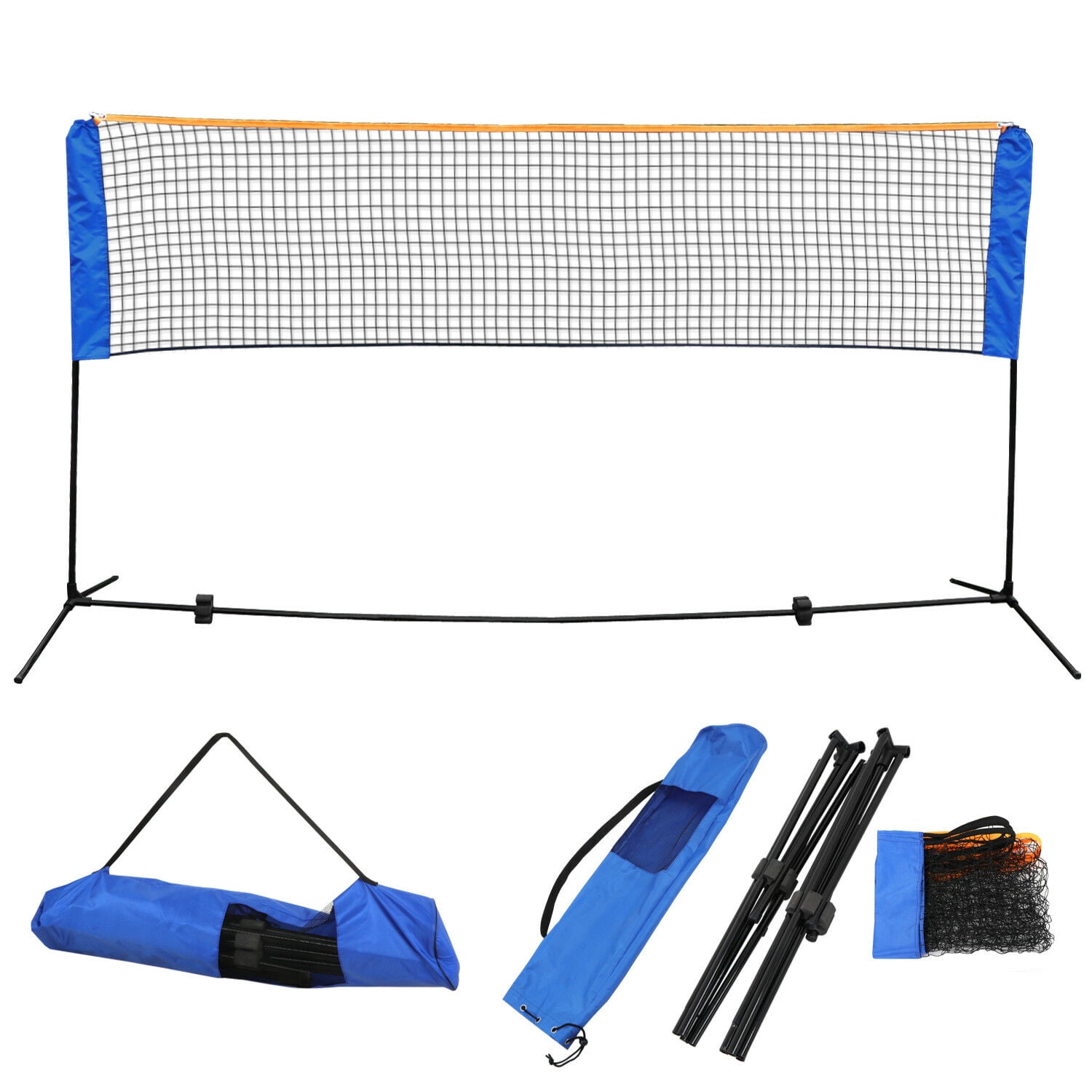 JINGZ Badminton Net Set,Easy Setup Volleyball Tennis Net Rack with Carry Bag for Home,Backyard Beach,Court,No Poles or Stakes Required
