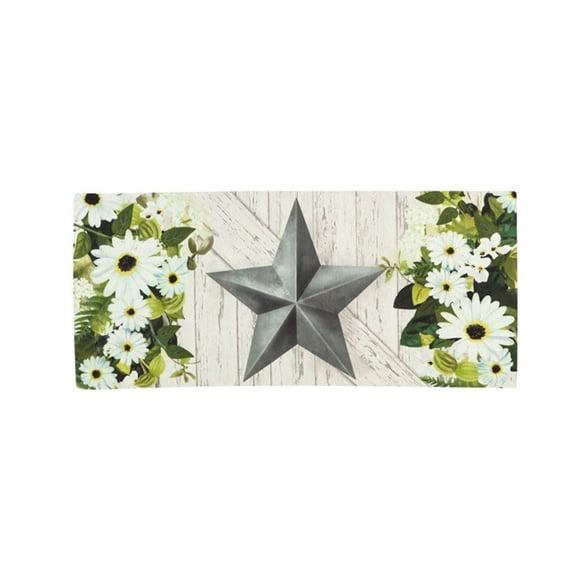 Evergreen Sassafras Switch Mat - Galvanized Star, Interchangeable Outdoor and Indoor Safe Durable Mat with Recycled Rubber Backing, Size -  10" x 22"