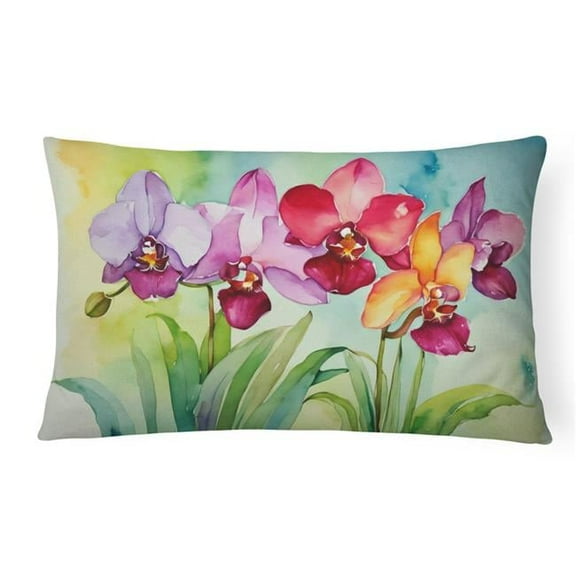 Carolines Treasures DAC1592PW1216 16 x 12 in. Unisex Orchids in Watercolor Fabric Decorative Pillow
