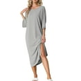 thumbnail image 2 of INSPIRE CHIC Women's Nightshirts 3/4 Sleeve Nightgowns Sleepewear Shirt Dress 3XL Gray, 2 of 6