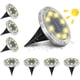 thumbnail image 1 of Luces solares de suelo para jardín al aire libre, 8 LED, blanco cálido de 3000 K, resistencia al agua IP65, focos solares para exteriores para caminos, patios, terrazas, focos solares empotrados refor, 1 of 5