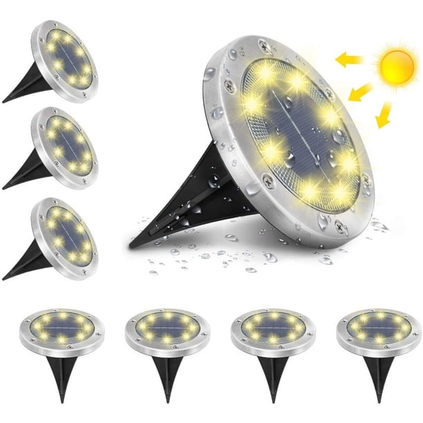 8 lámparas solares LED para iluminación de suelo de jardín exterior IP65 a prueba de agua