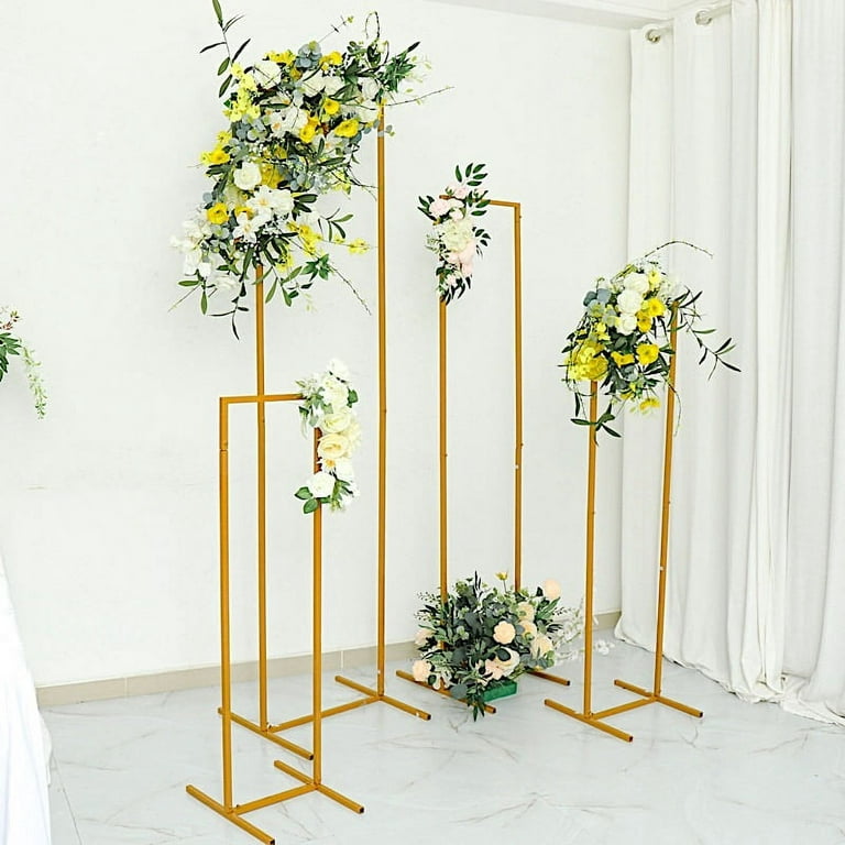 Metal Floral Display Frame Wedding Arch Backdrop Stand - Gold 7 ft