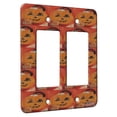 thumbnail image 1 of KuzmarK™ 2 Gang Rocker Wall Plate - Silly Siamese Stuck in a Pumpkin Halloween Cat Modern Art by Denise Every, 1 of 1