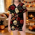 thumbnail image 2 of Kids Halloween Pajamas Size 4-5 Years Childrens Nightwear Full Print Top with Shorts Soft Homewear Set Pjs for Girls Black, 2 of 4